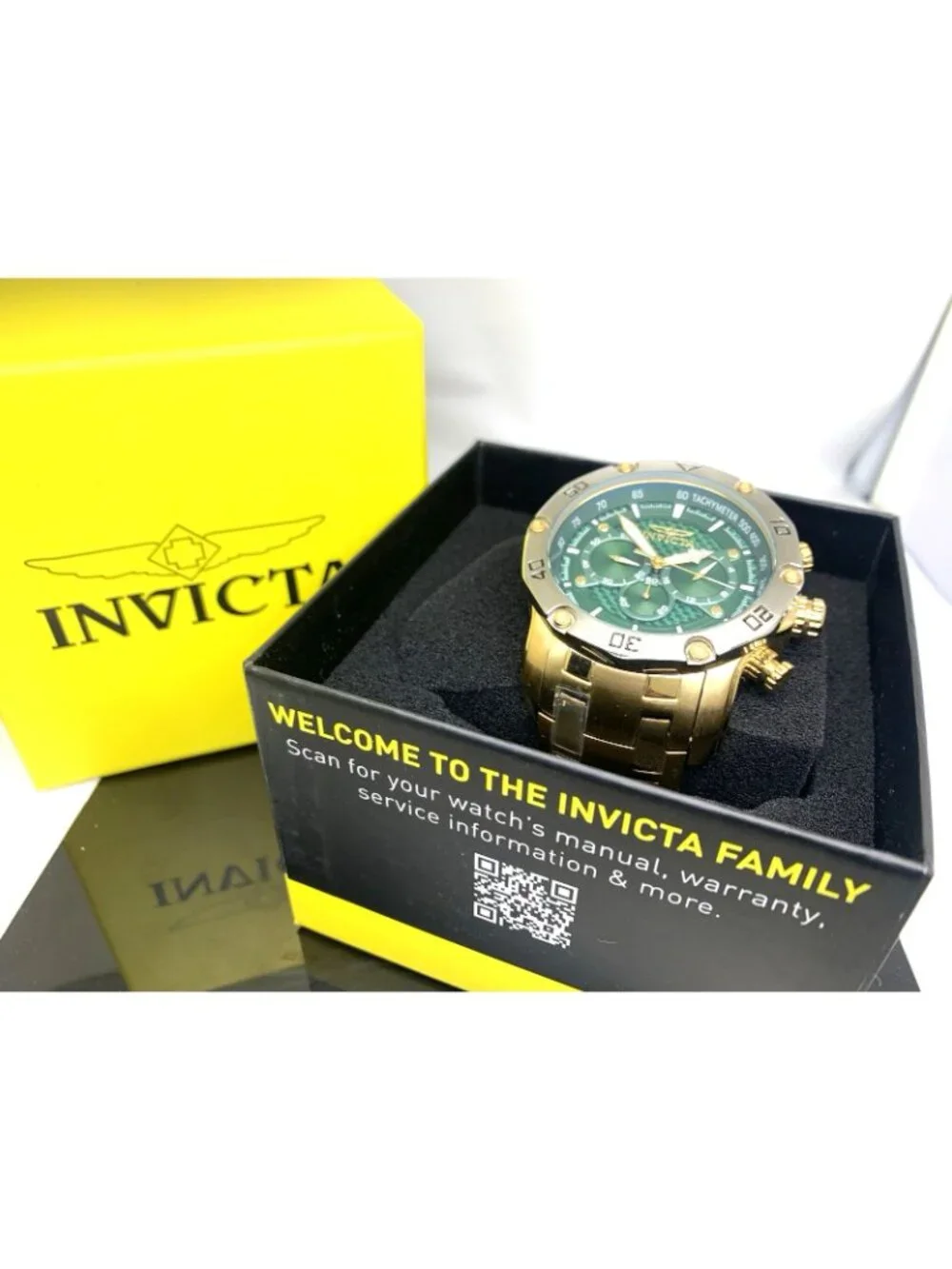Invicta Men's Watch 38445 Pro Diver Quartz Green Dial Gold Stainless Steel 50mm